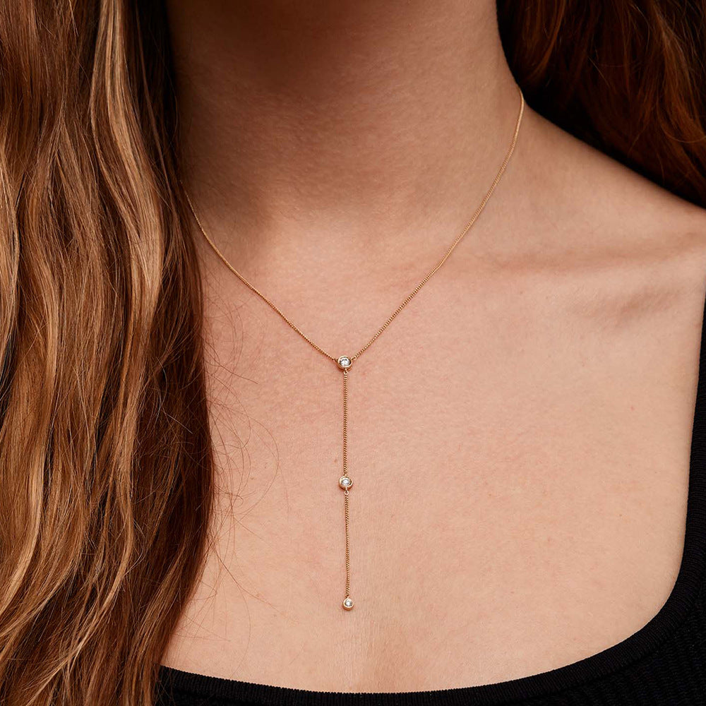 Cubic Zirconia Y-Lariat Necklace