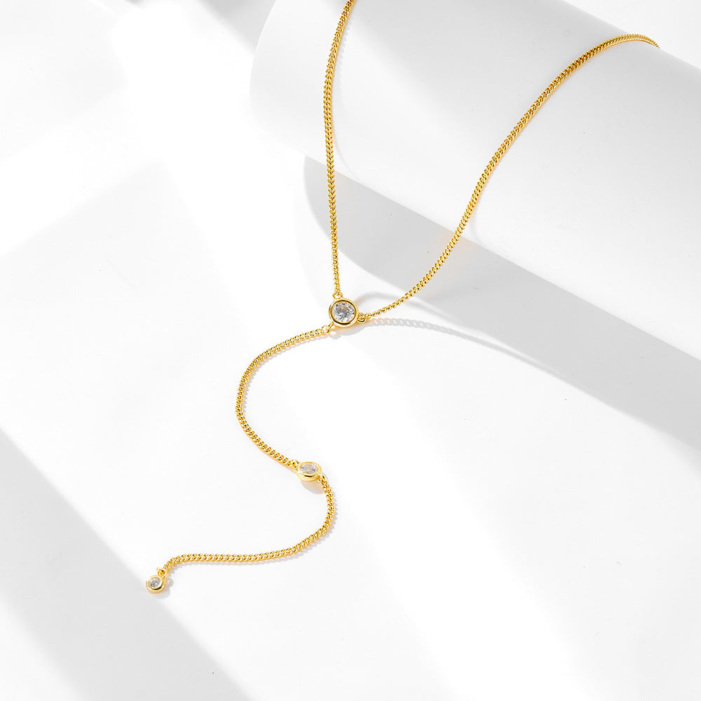 Cubic Zirconia Y-Lariat Necklace