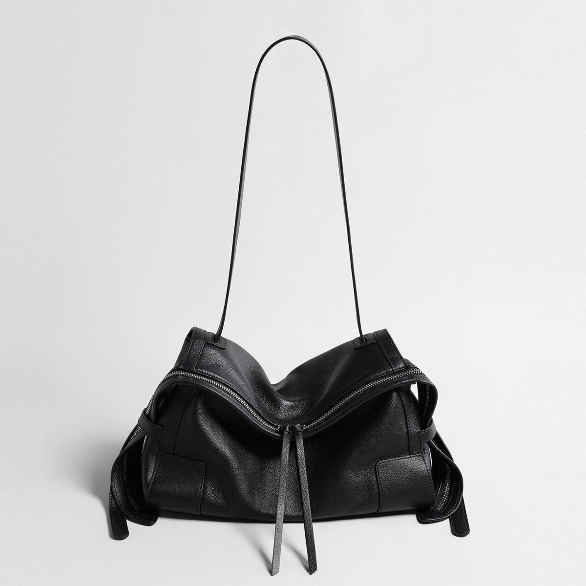 Slouchy Double-Zip Leather Pillow Bag, picture 2 of 8