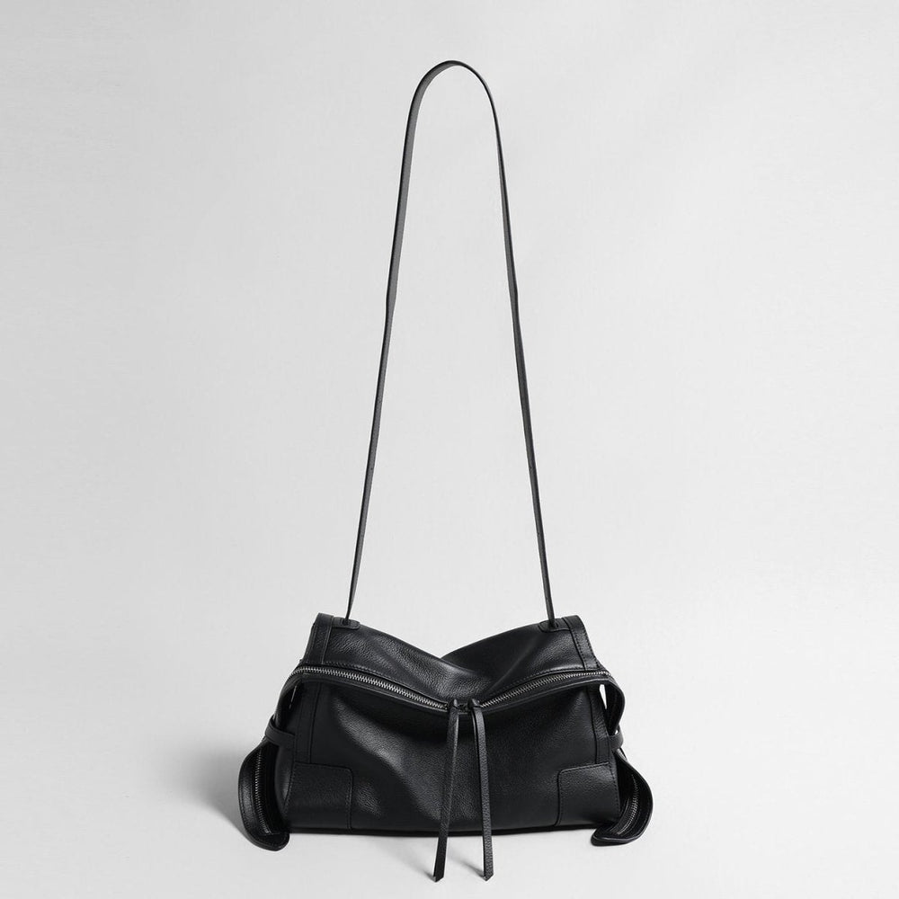Slouchy Double-Zip Leather Pillow Bag