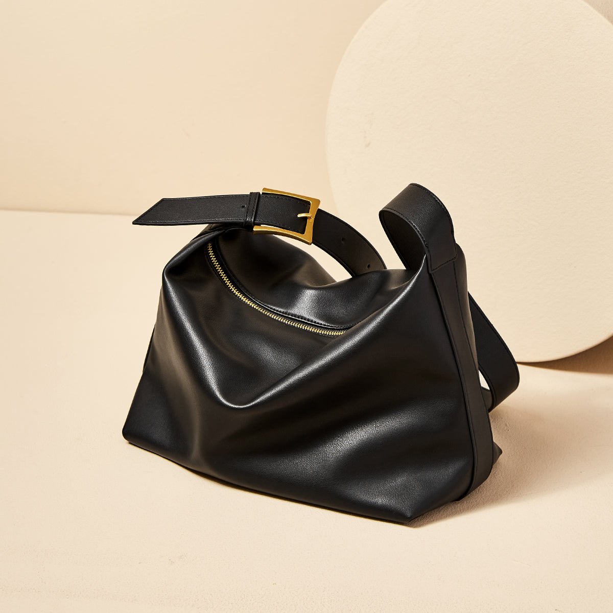Soft Leather Slouch Shoulder Hobo Bag, picture 5 of 8