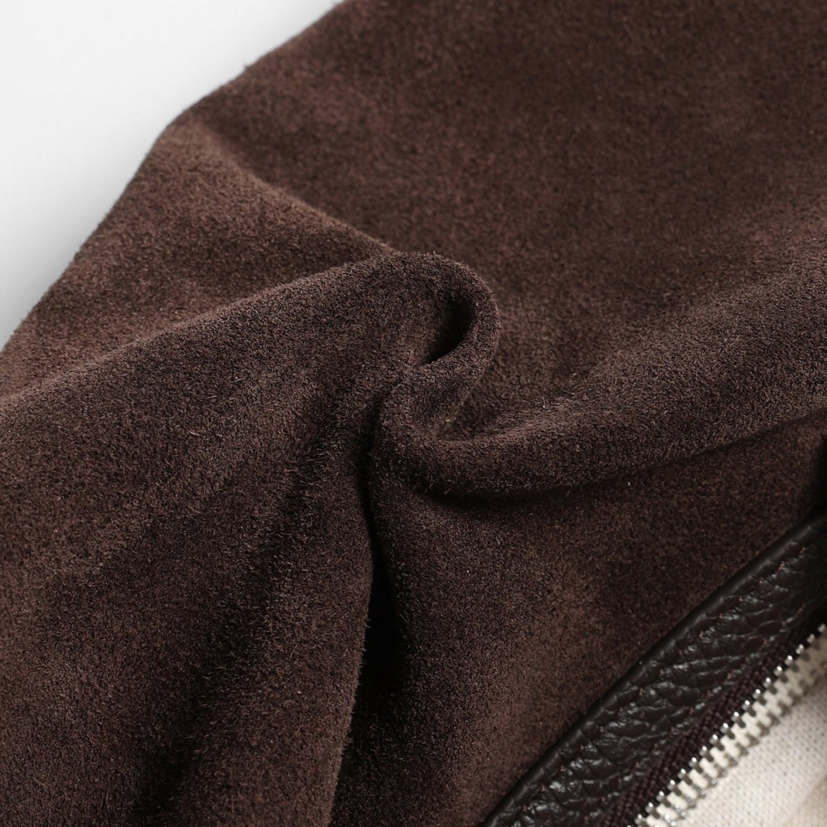 Suede Cylinder Pillow Bag with Leather Handle, picture 5 of 6