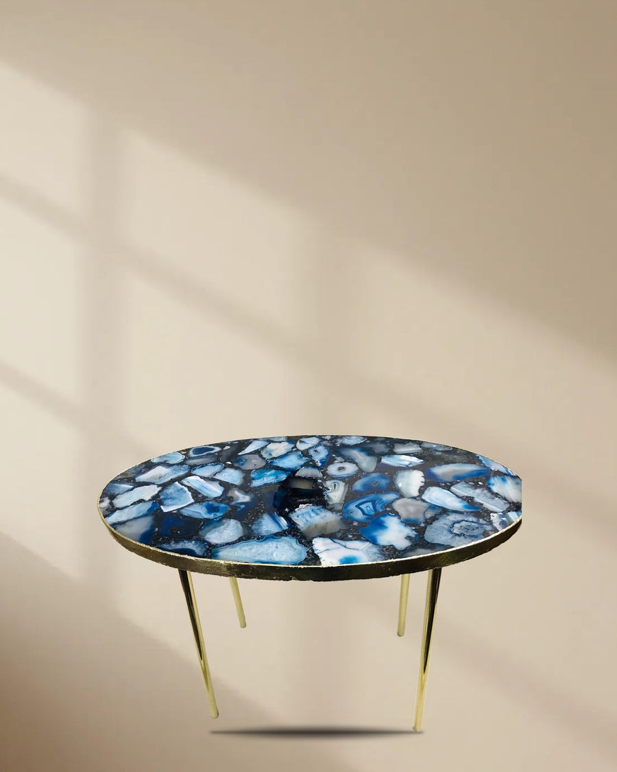Blue Agate Oval Coffee Table, 24 x 14 Inch