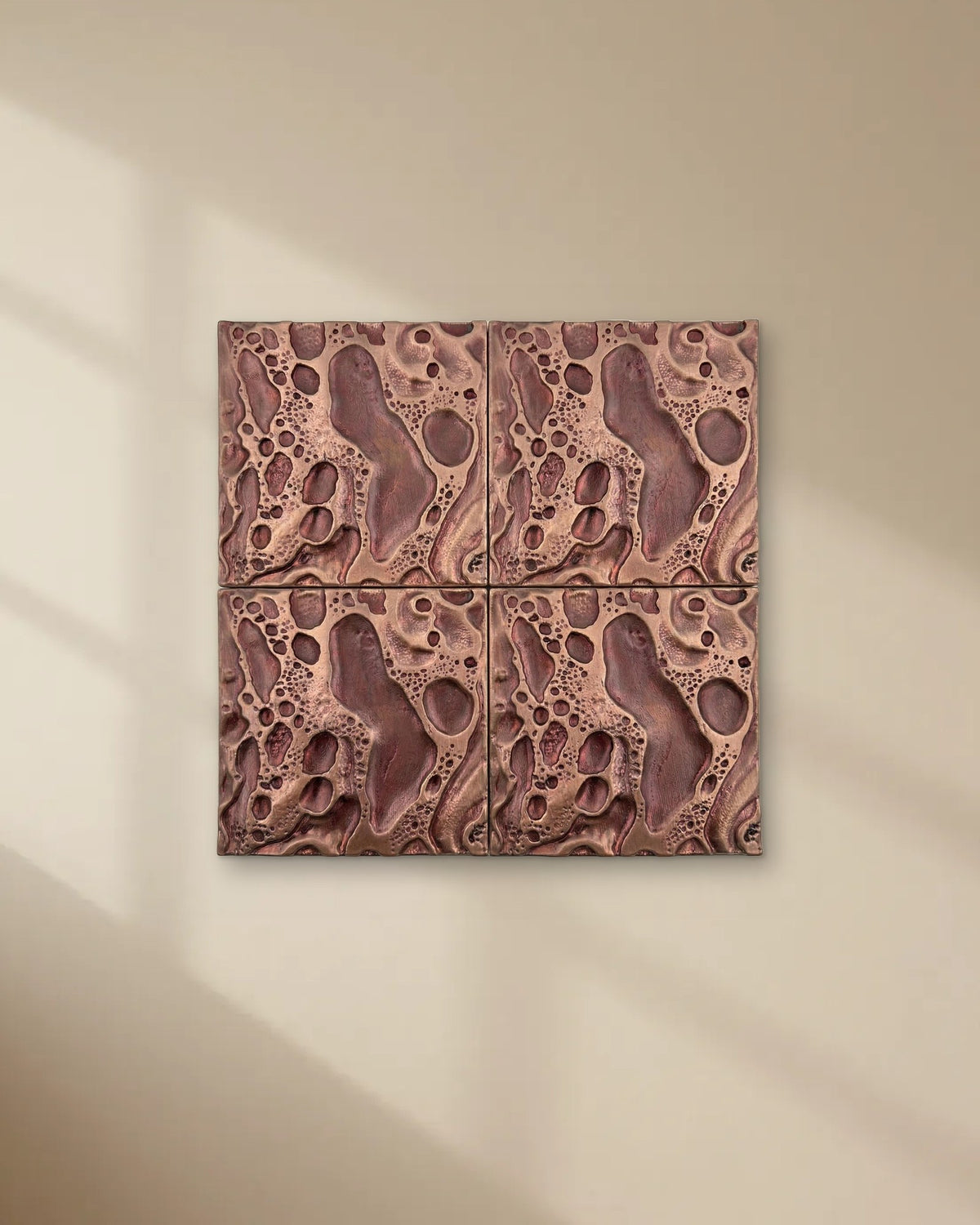 Blush Pink Cosmic Crater Metal Wall Tiles, 6 x 6 Inch, picture 1 of 6