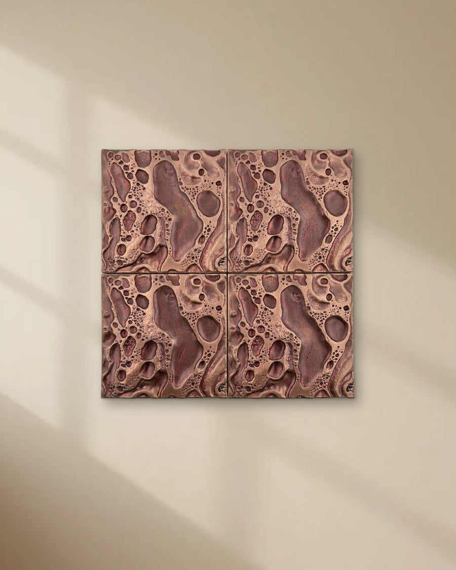 Blush Pink Cosmic Crater Metal Wall Tiles, 6 x 6 Inch