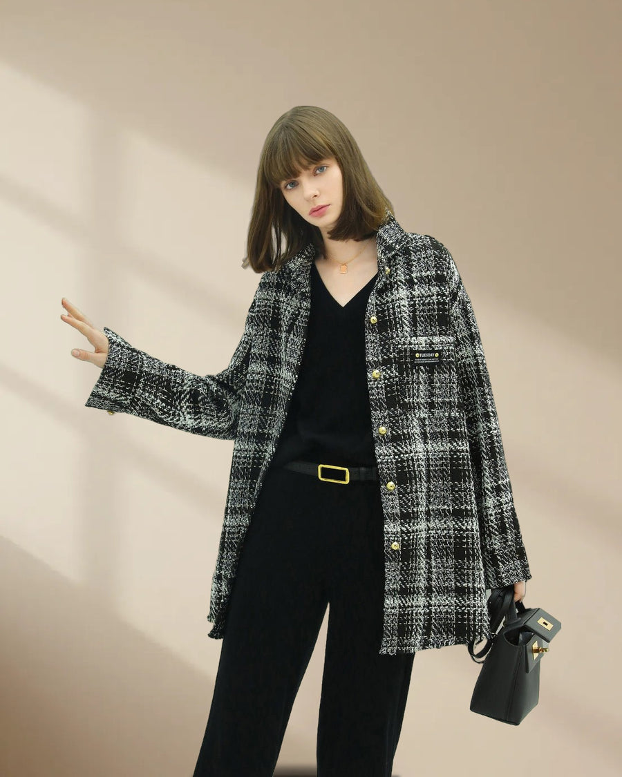 Classic Tweed Checkered Coat