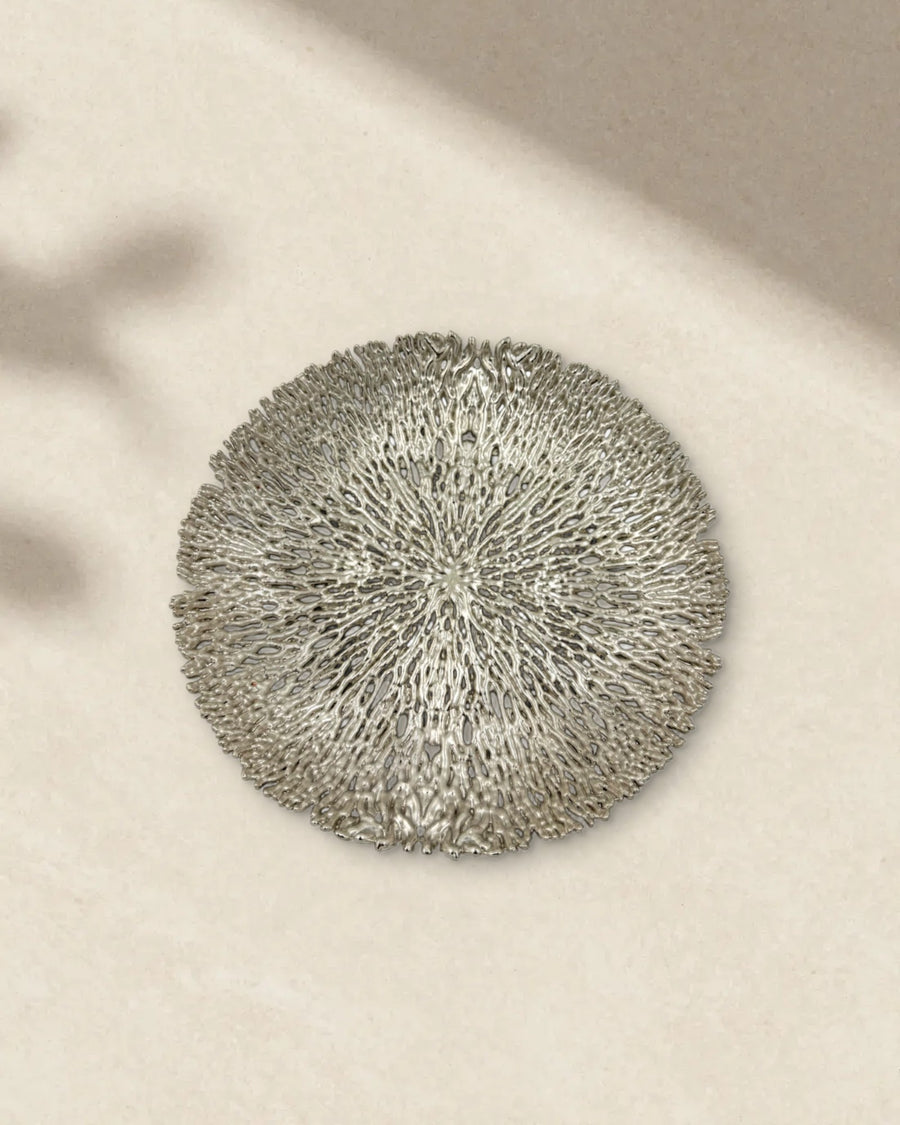 Coral Texture Round Decorative Metal Tray
