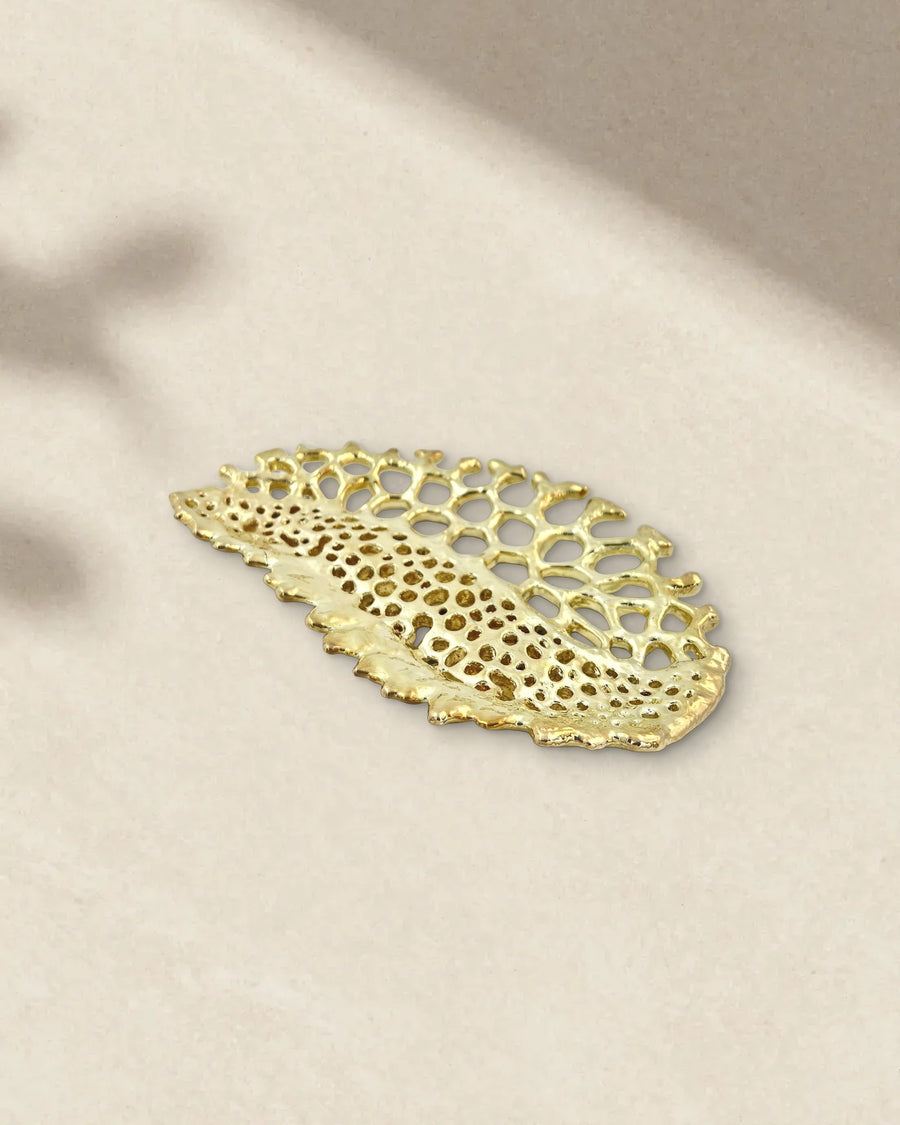 Fossil Lattice Decorative Metal Tray in Gold