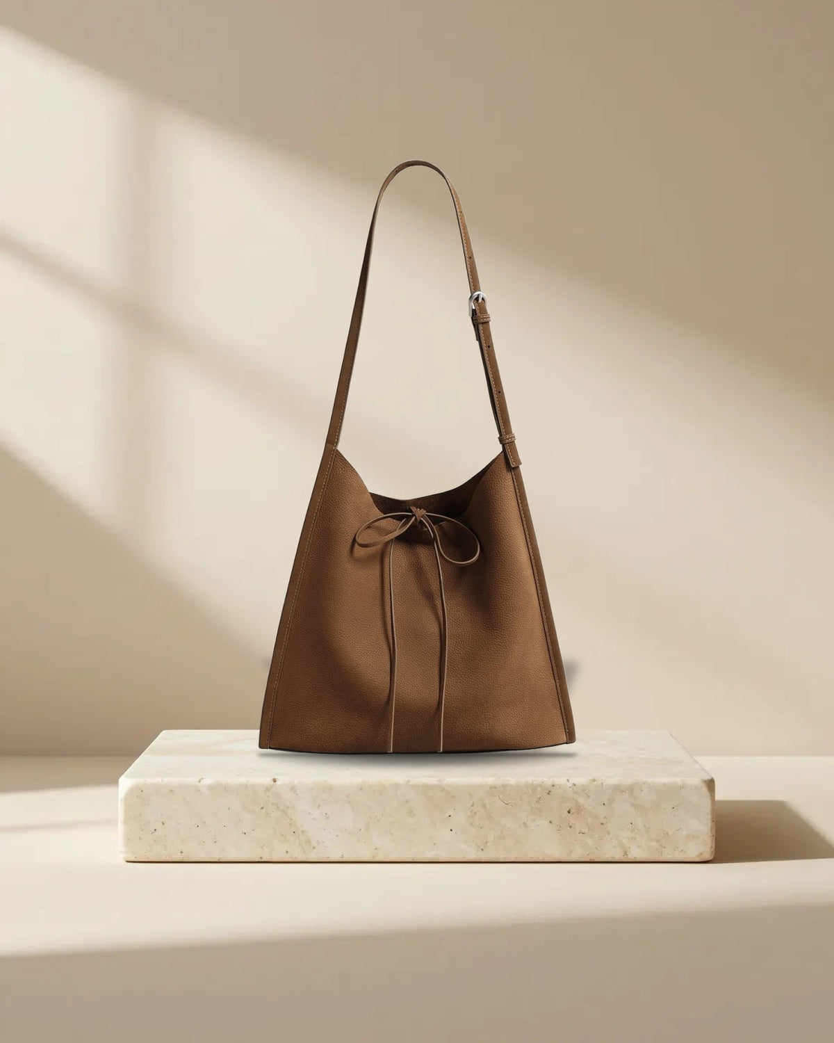 Large Leather Drawstring Tote Bag, picture 1 of 5