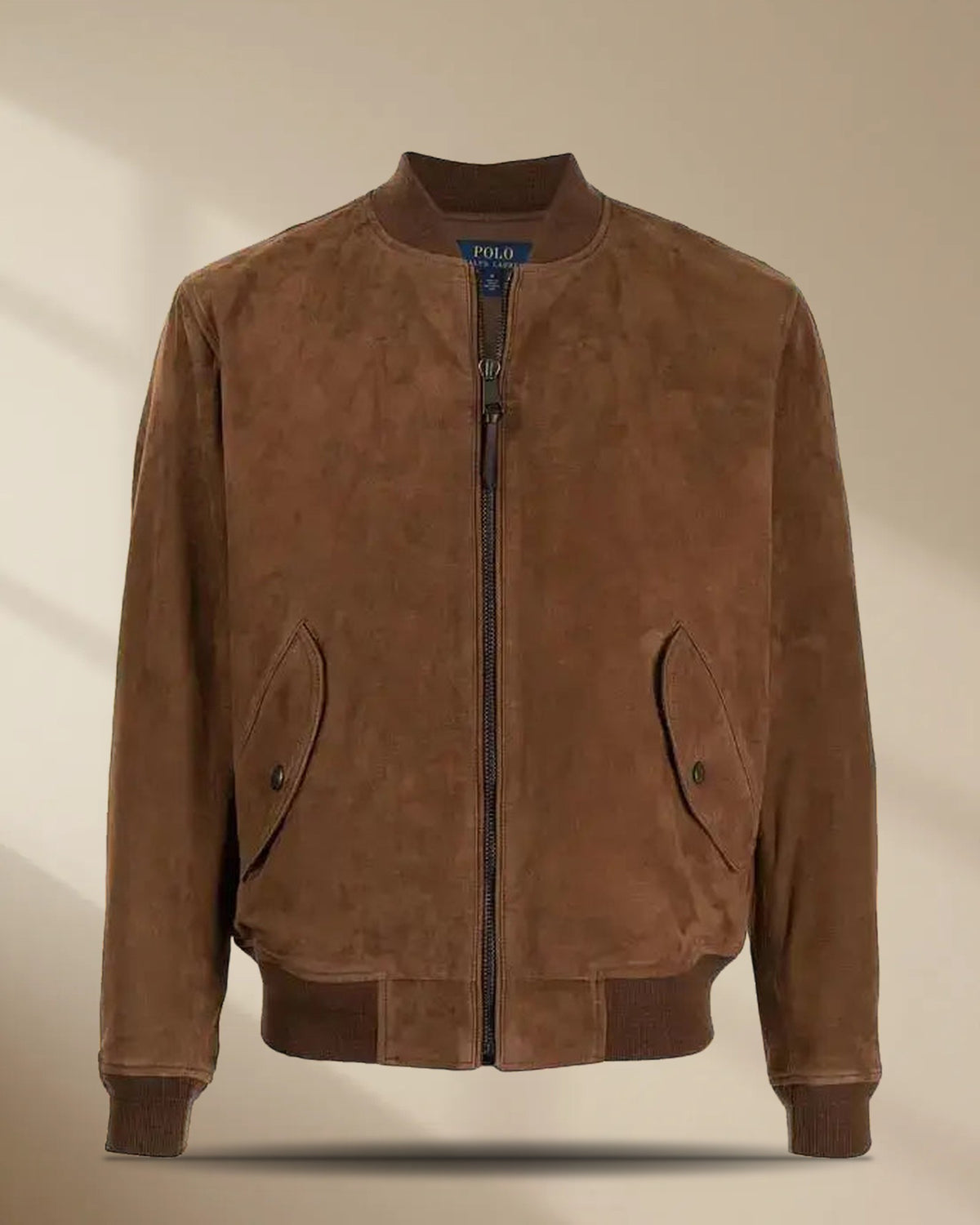 Men’s Brown Suede Leather Bomber Jacket, picture 1 of 5