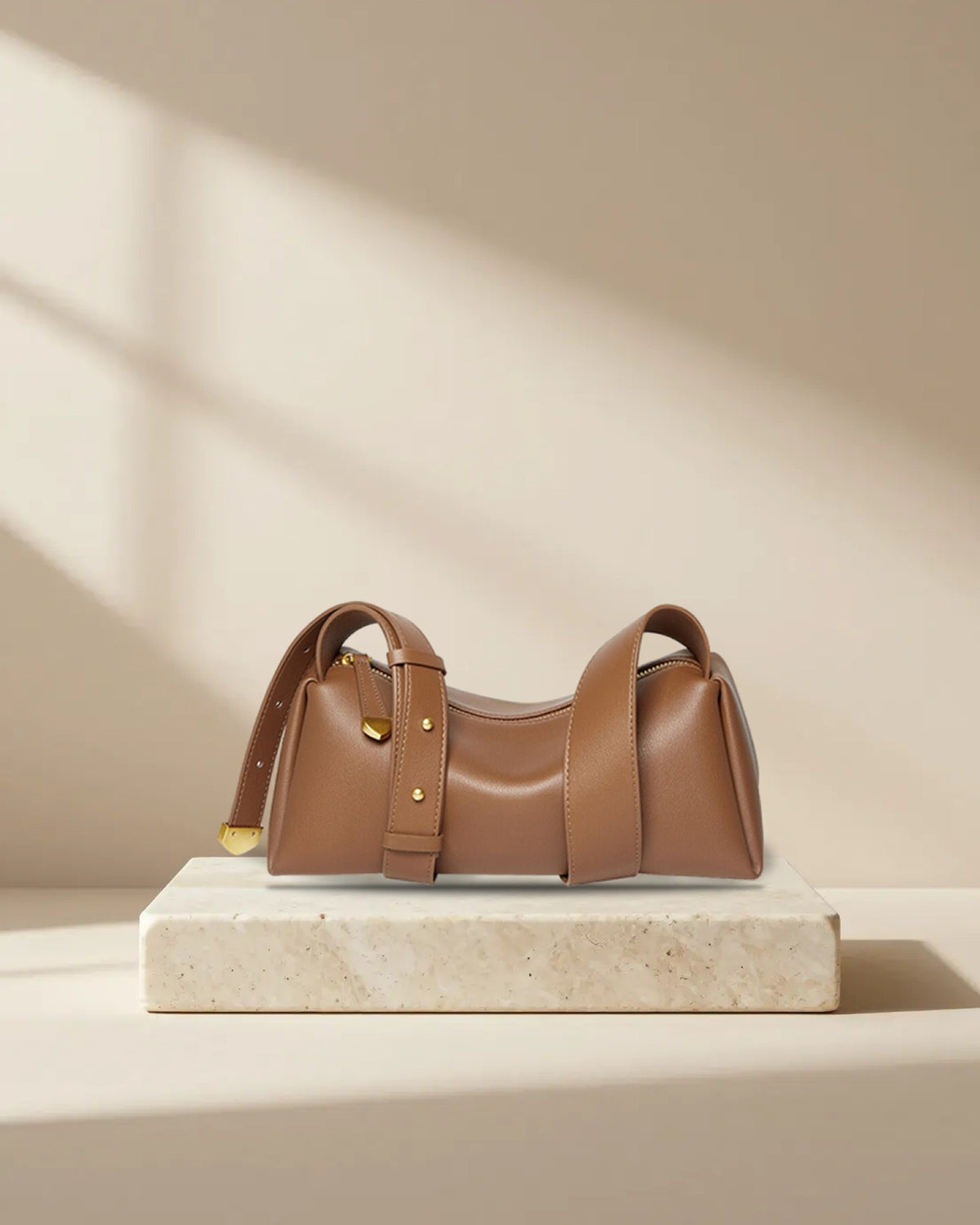 Minimalist Baguette Shoulder Bag in Brown, picture 1 of 6
