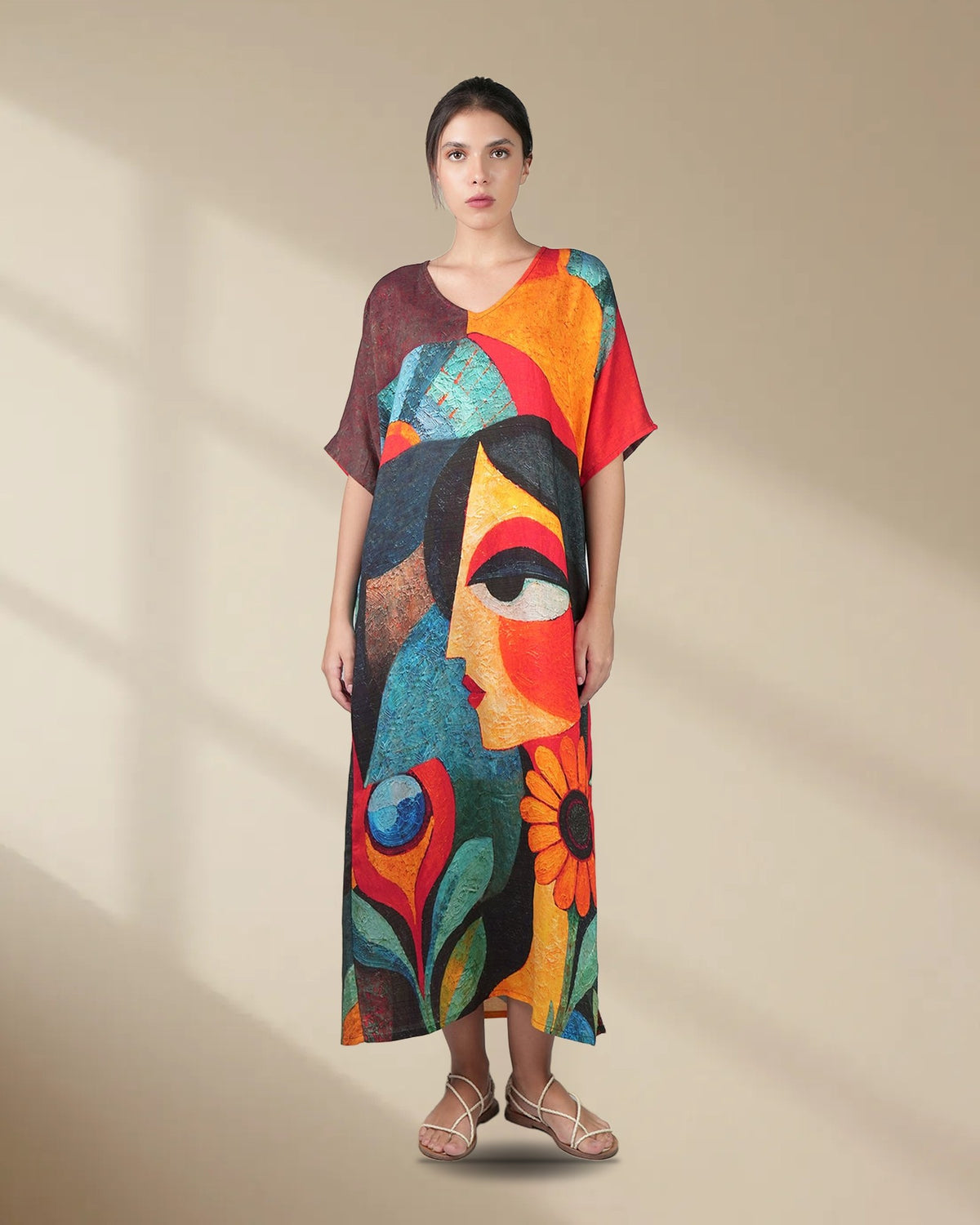 Muse Abstract Art Long Kaftan Dress, picture 1 of 6