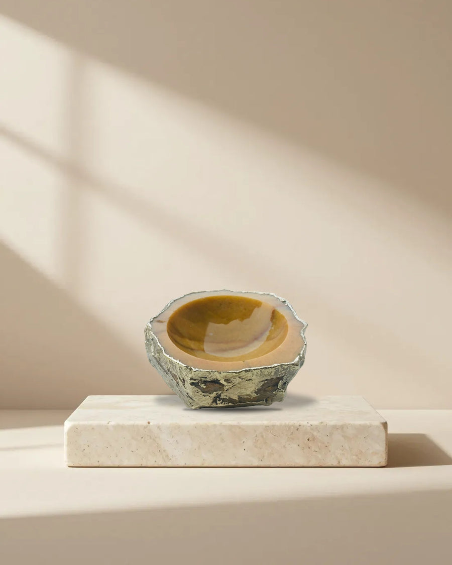 Mustard Yellow Agate Geode Trinket Bowl