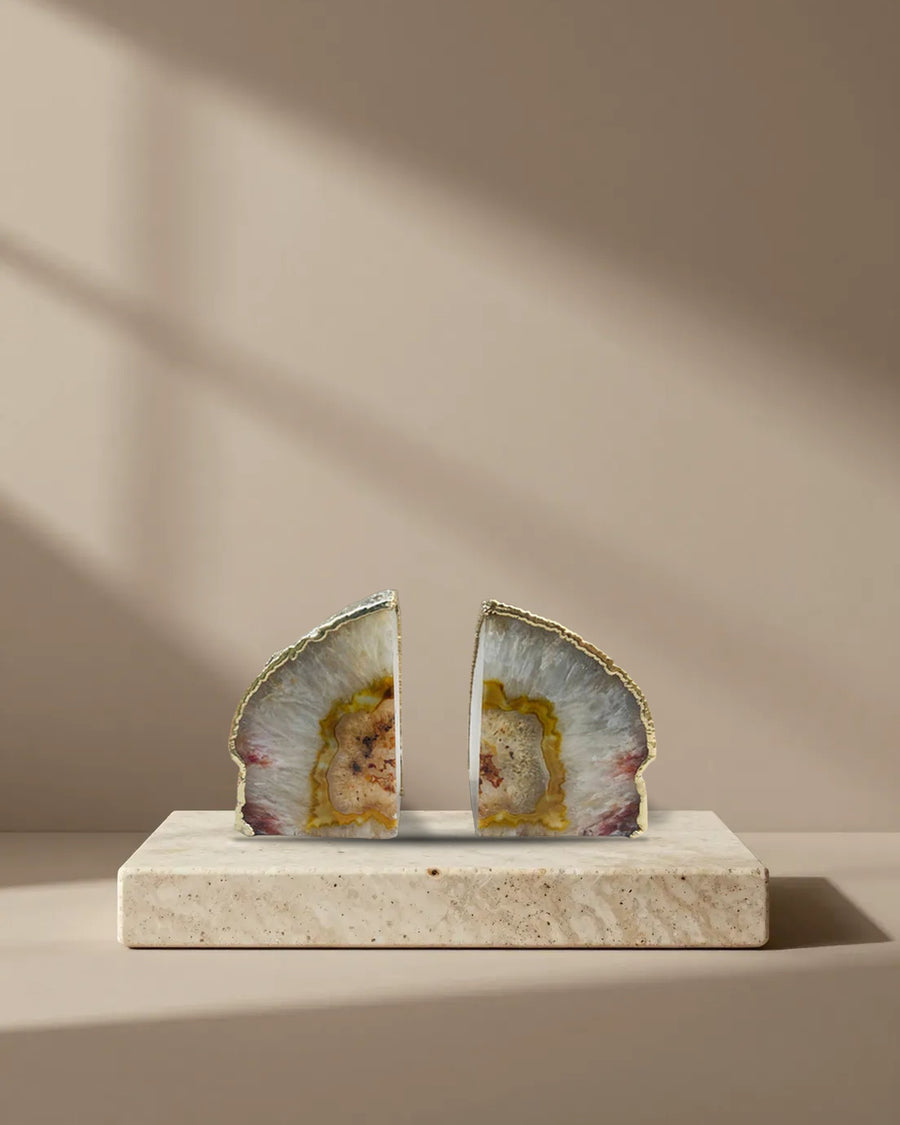 Natural Clear Agate Bookends