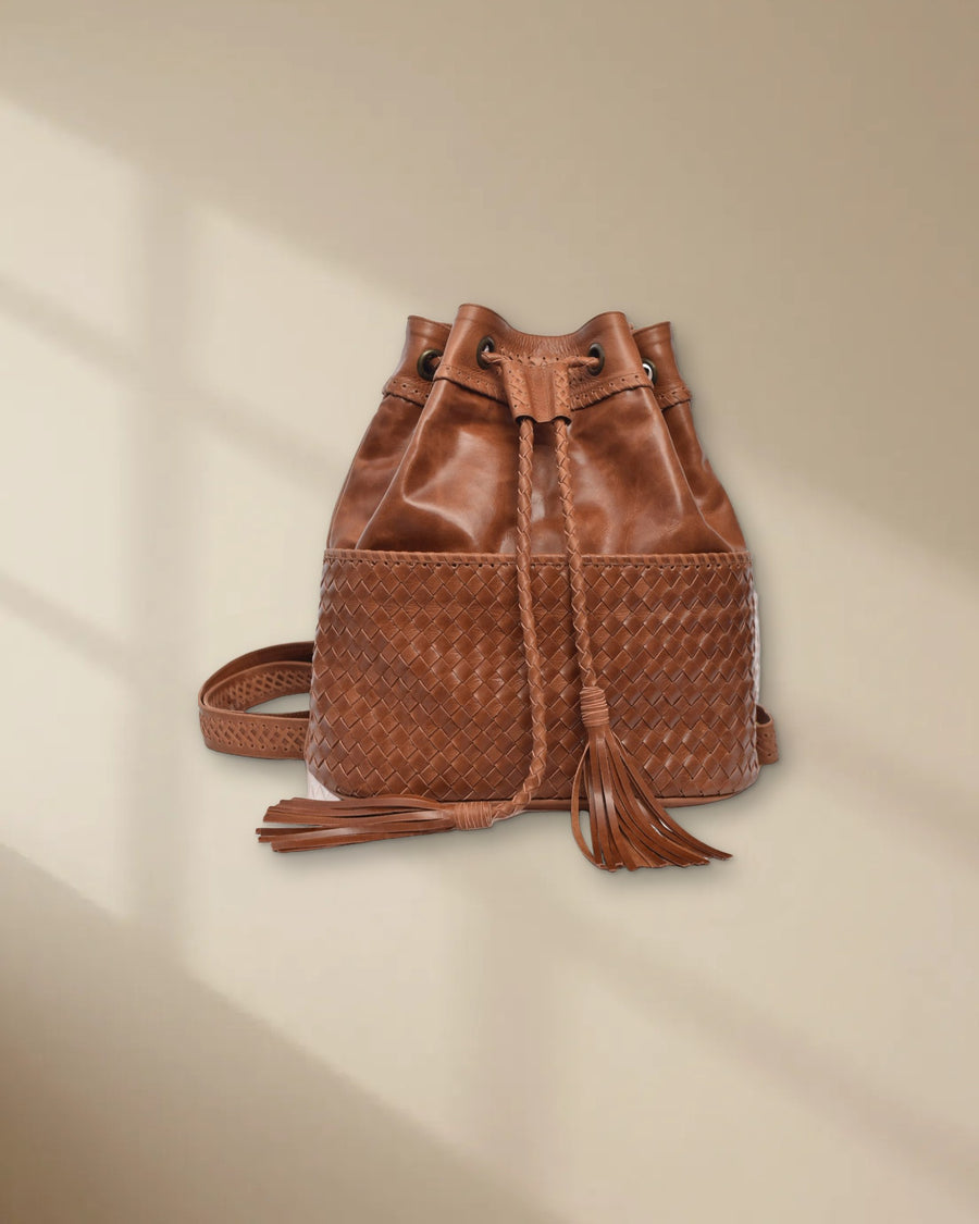Ocean Alley Convertible Leather Backpack in Vintage Camel