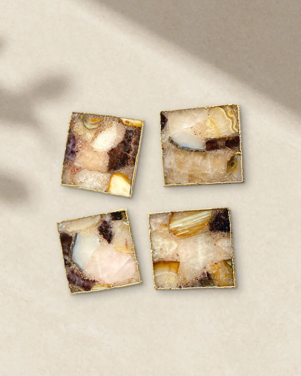 Raw Mixed Agate Square Coasters, picture 1 of 6
