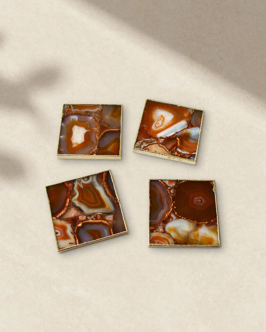 Red Agate Square Coasters