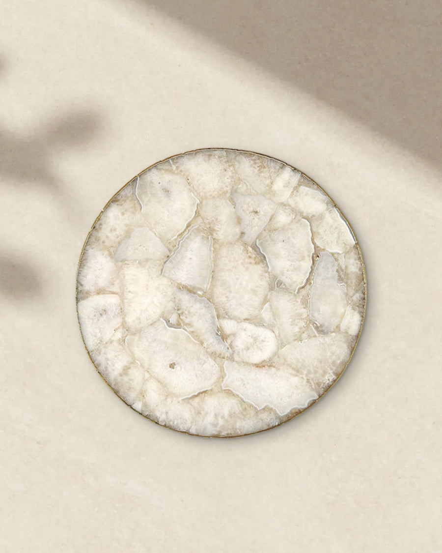 Round White Crystal Agate Cheese Board