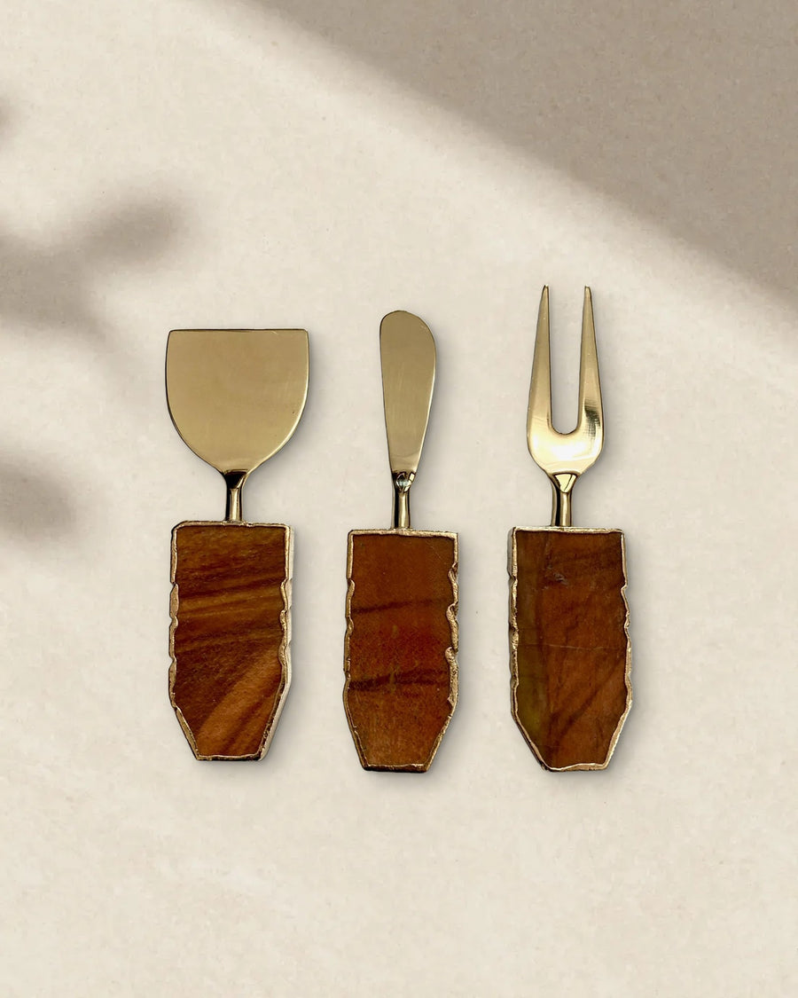 Rust Brown Agate Cheese Knives