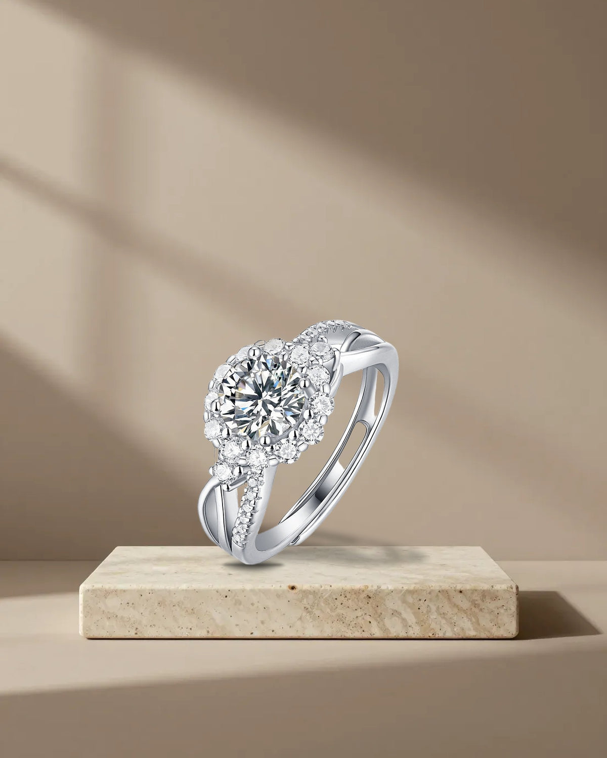 1 Carat Moissanite Halo Ring, picture 1 of 4