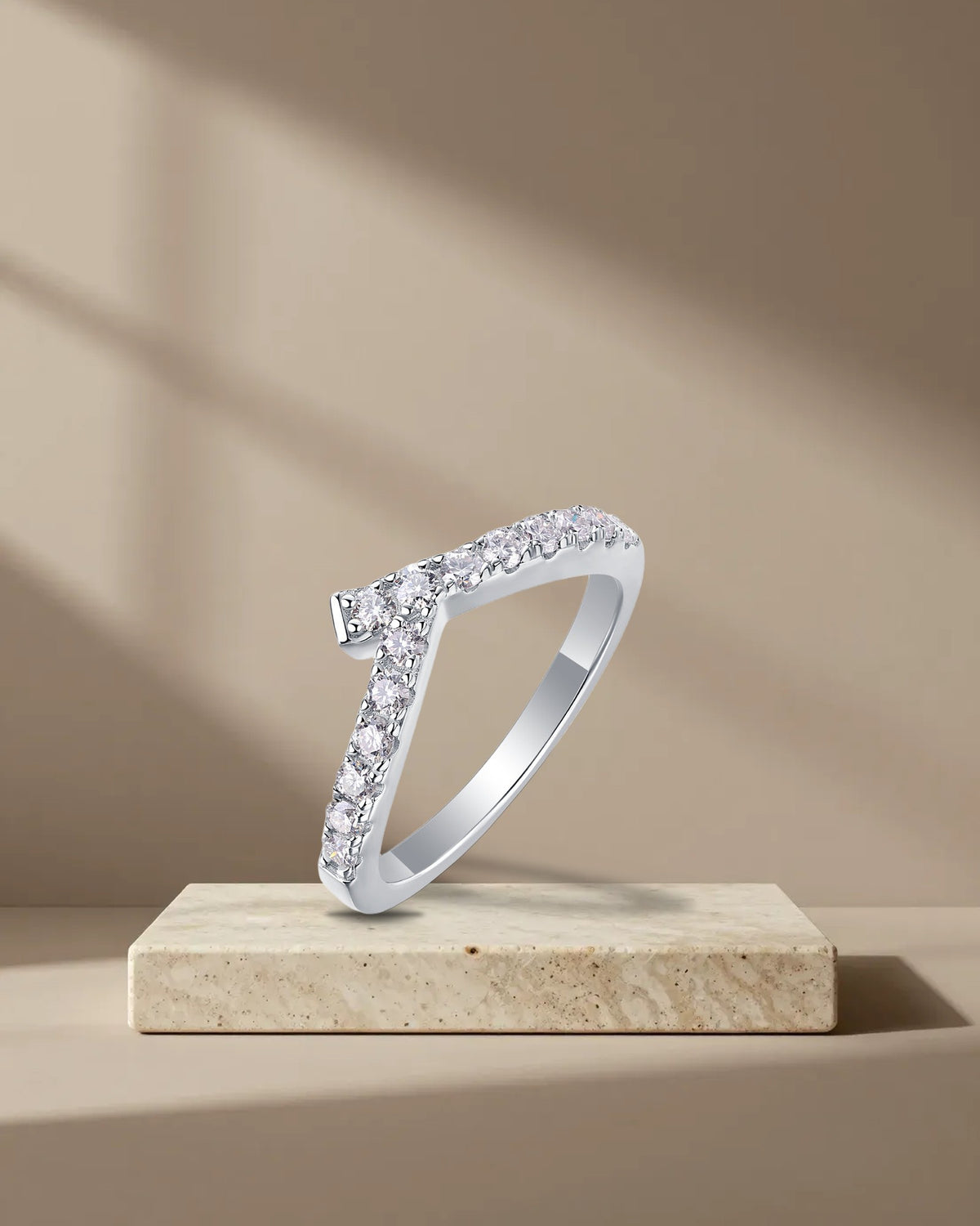 Moissanite Chevron Stacking Ring, picture 1 of 5