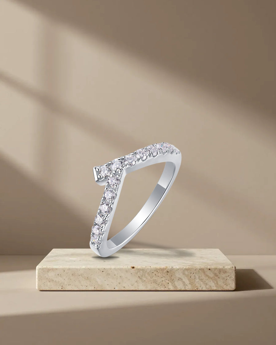Moissanite Chevron Stacking Ring