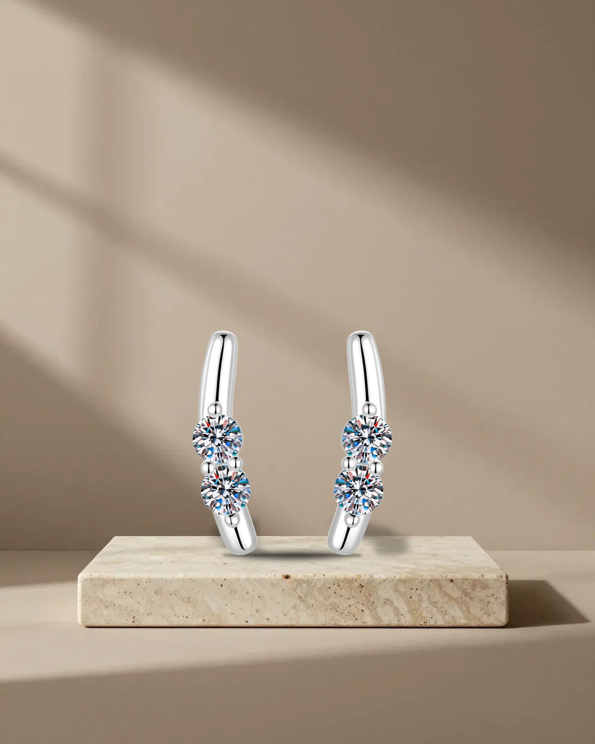 Moissanite Curved Bar Stud Earrings, picture 1 of 5