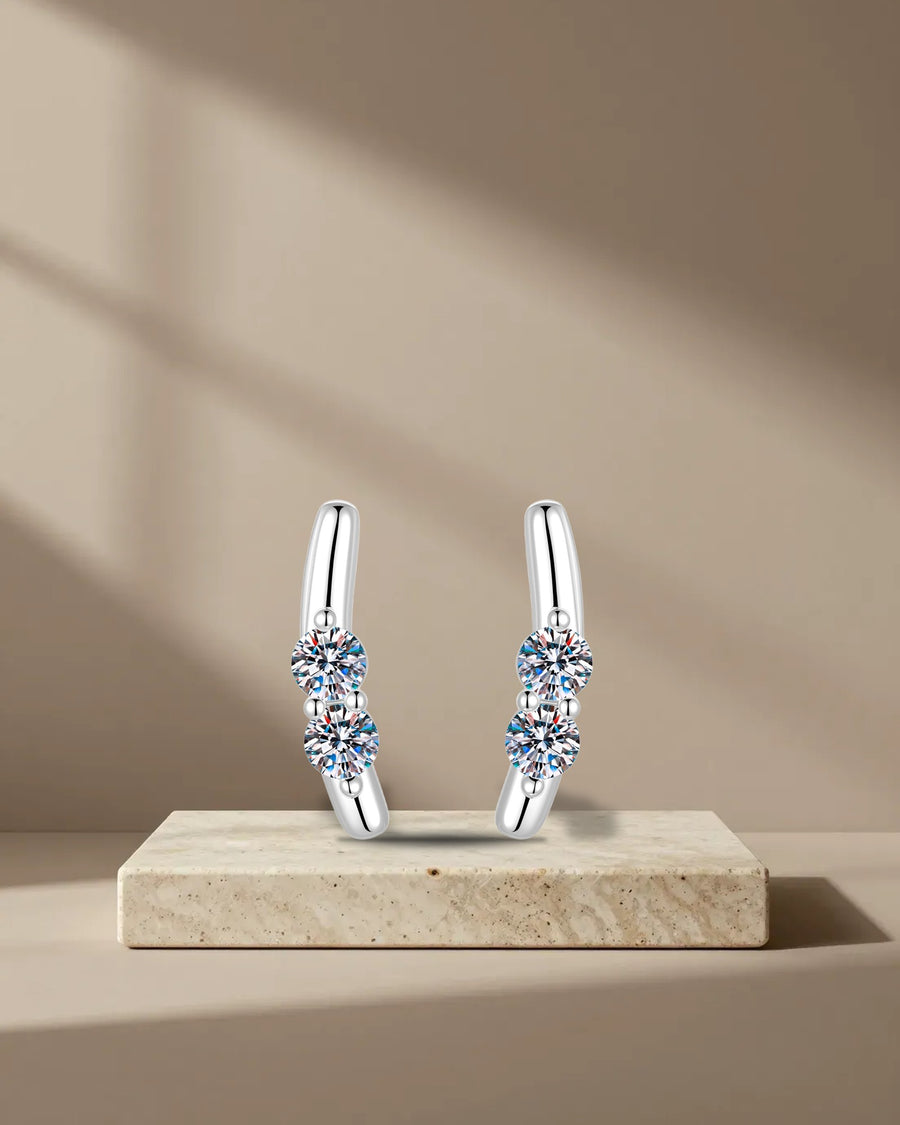 Moissanite Curved Bar Stud Earrings