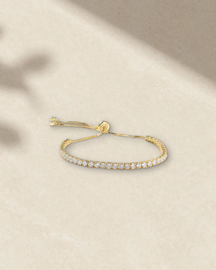 Gold Zircon Tennis Bracelet, Adjustable