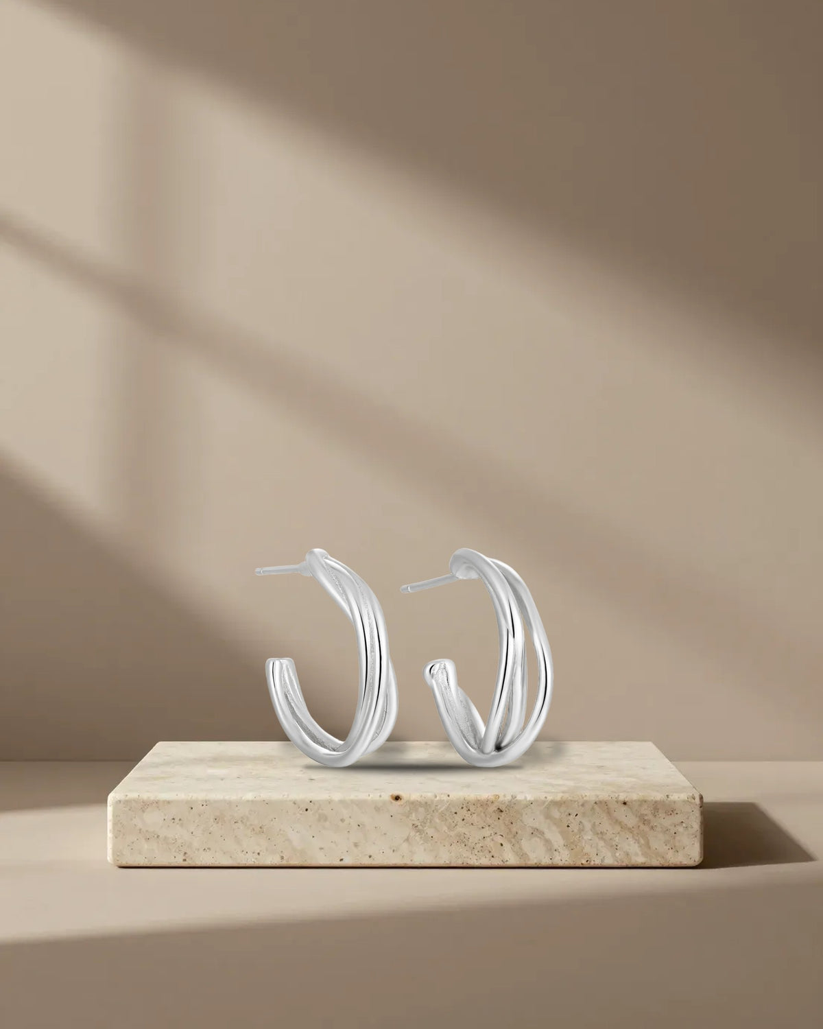 Sculptural Double-Loop Hoop Earrings, picture 1 of 7