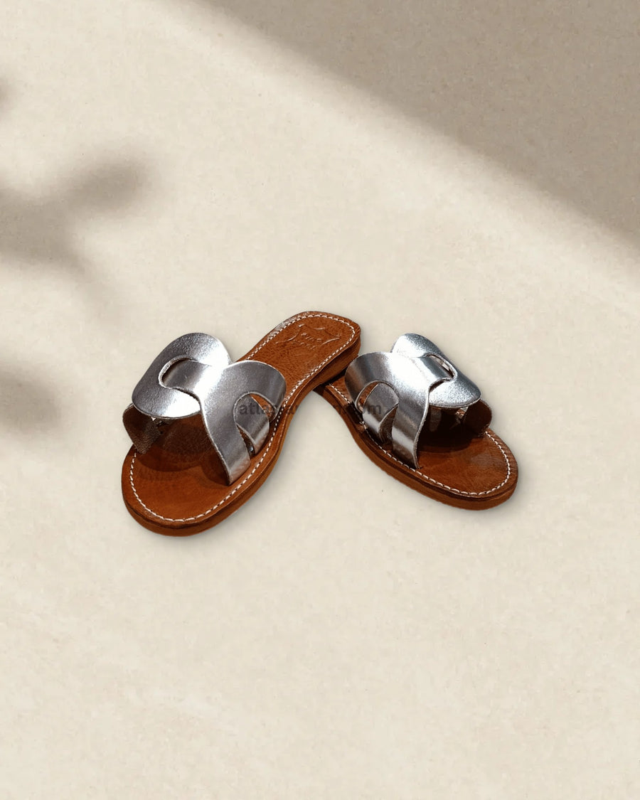 Grom Leather Sandals in Silver