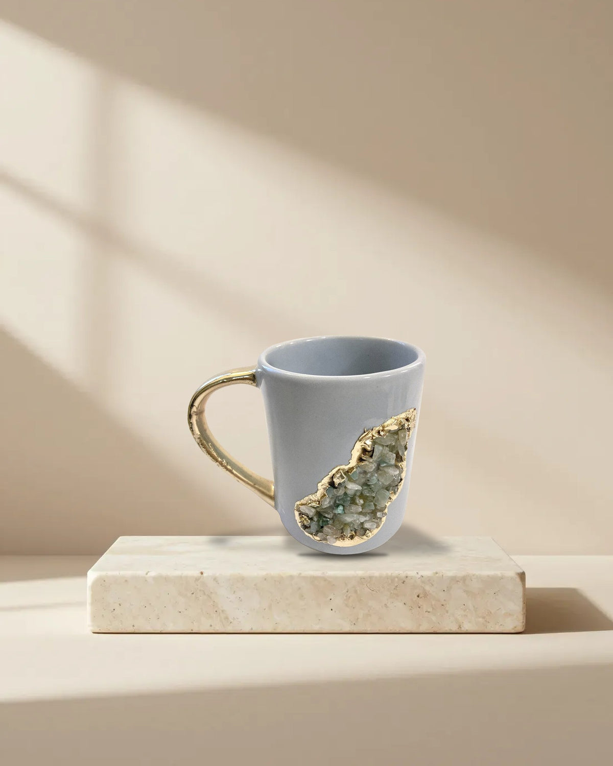 Wave Gray Ceramic Mugs with Crystal Teardrop, 12 oz, picture 2 of 8