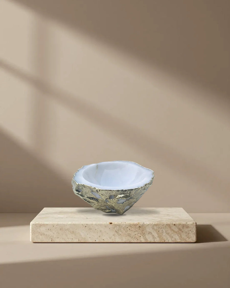 White Agate Geode Trinket Bowl