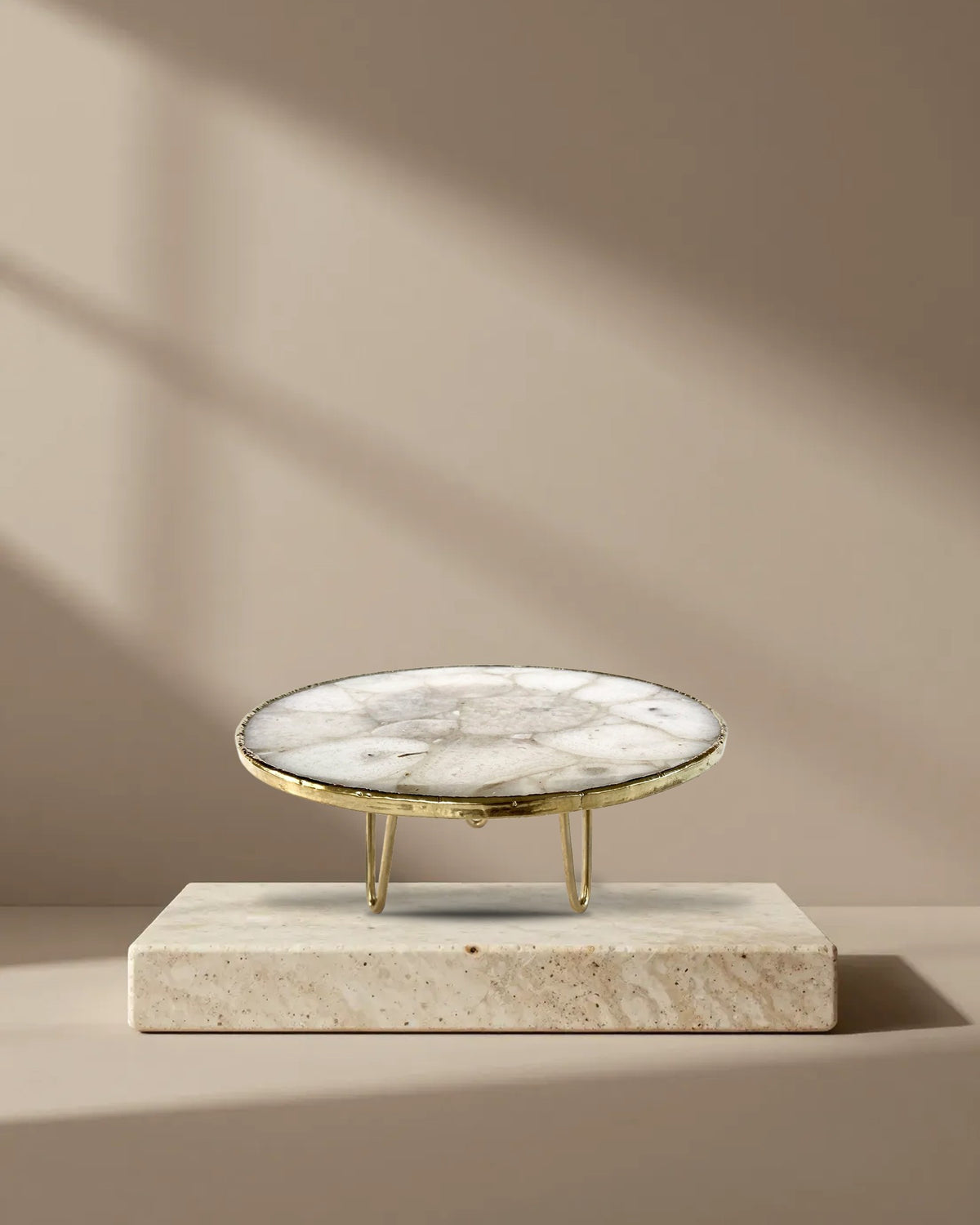 White Crystal Agate Round Cake Stand, 10 Inch, picture 1 of 6