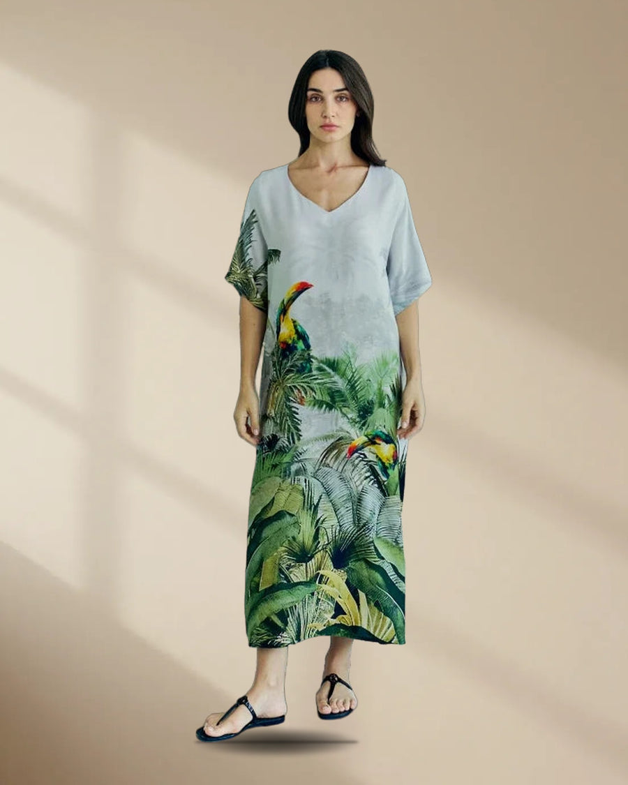Wild Wings Bird in the Jungle Long Kaftan Dress