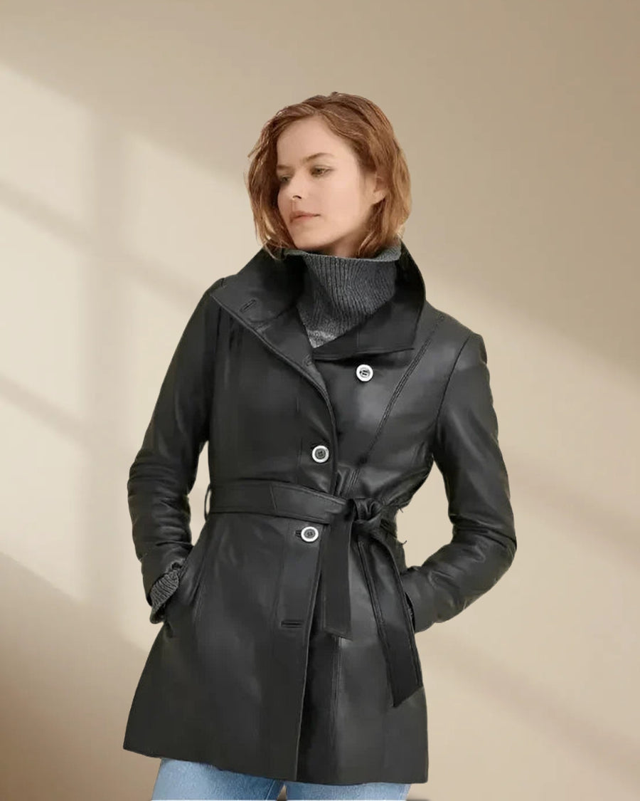 Women’s Black Leather Coat