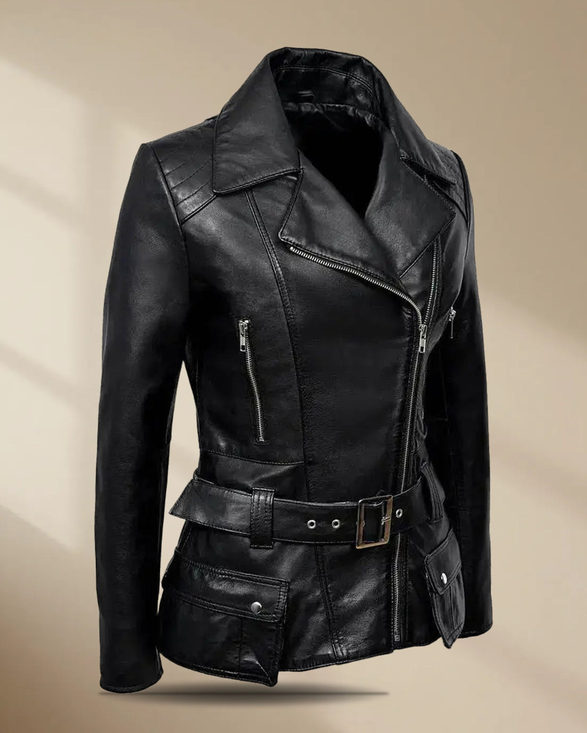 Women’s Vintage Leather Biker Jacket, picture 1 of 6