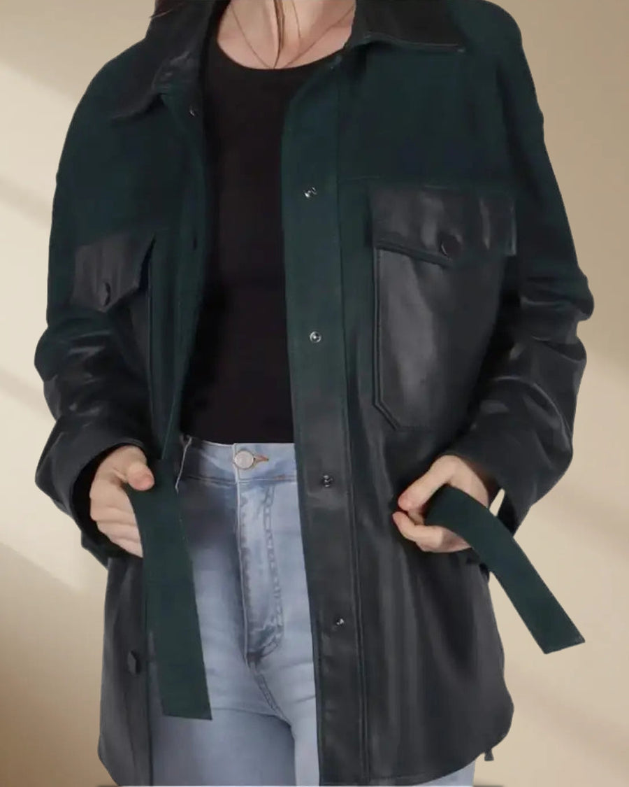 Women’s Green Suede Leather Jacket