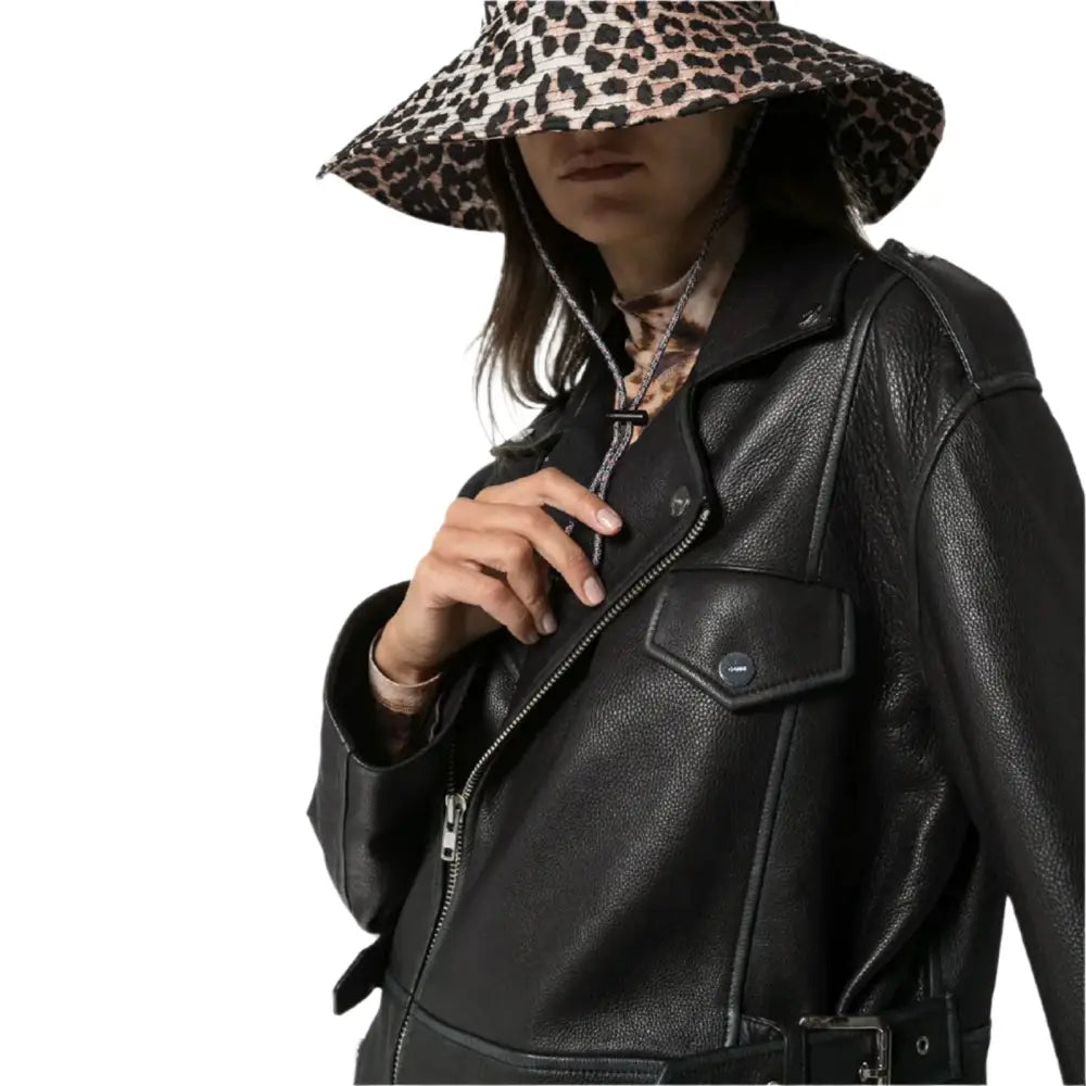 Women’s Black Leather Long Jacket, picture 3 of 5