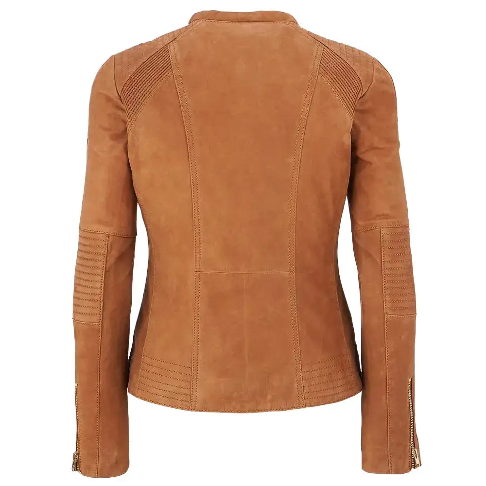 Women’s Suede Leather Motorcycle Jacket, picture 4 of 4