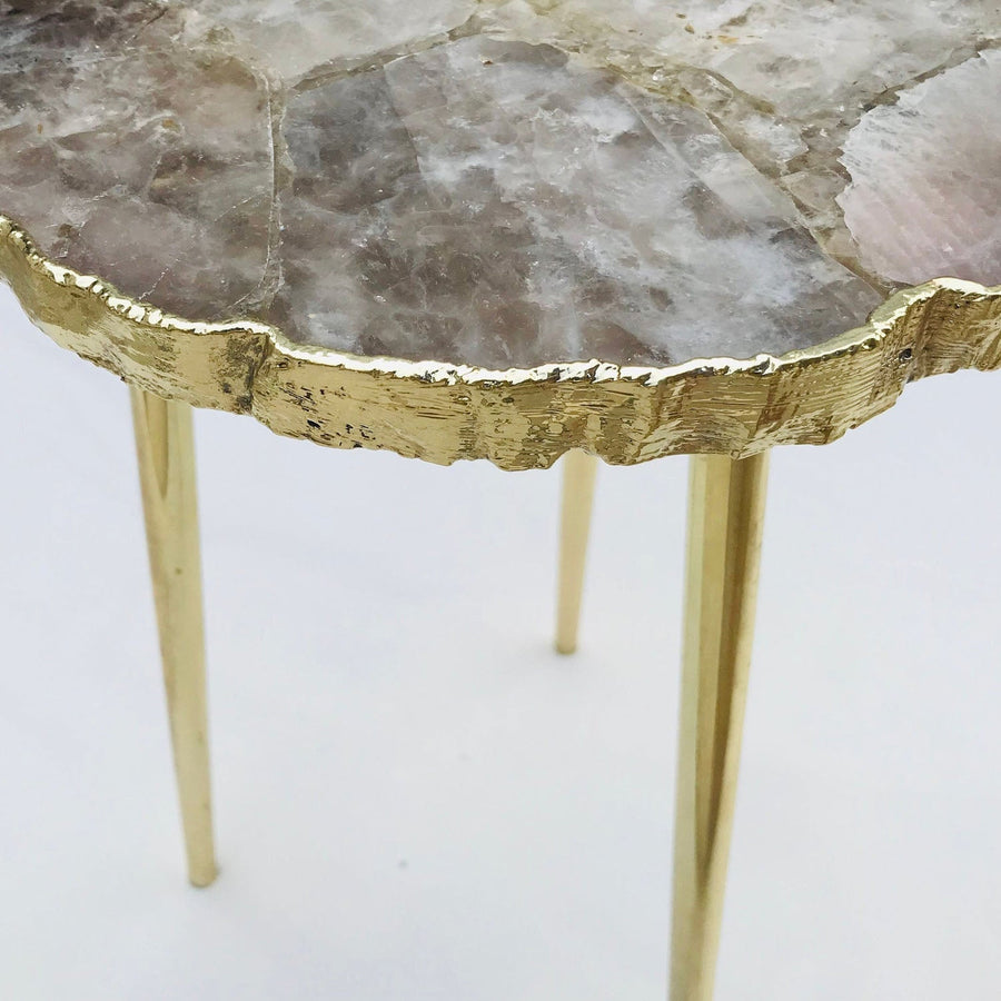 Smoky Gray Agate Side Table, Organic Edge-0