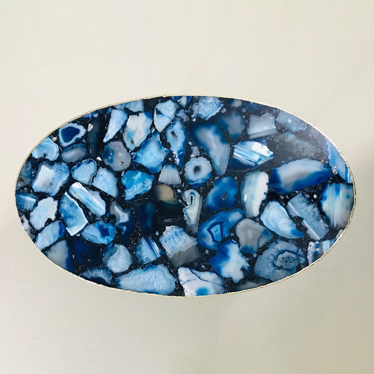 Blue Agate Oval Coffee Table, 24 x 14 Inch, picture 3 of 6