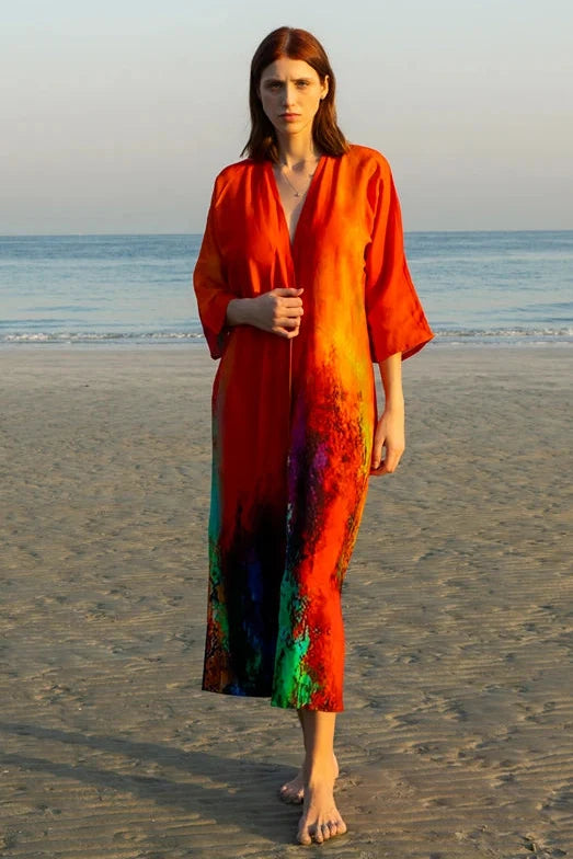 Roar Tiger Animal Print Abstract Kimono, picture 2 of 6