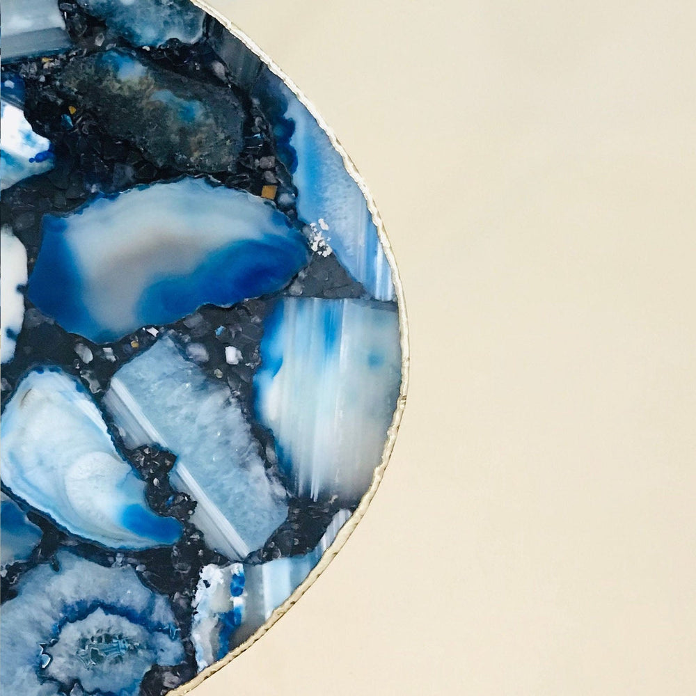 Blue Agate Oval Coffee Table, 24" x 14"-2