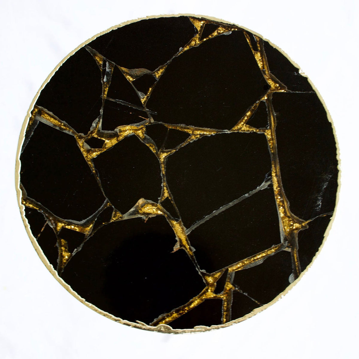 Gold Sparkle Black Agate Side Table, Round Top, picture 4 of 6