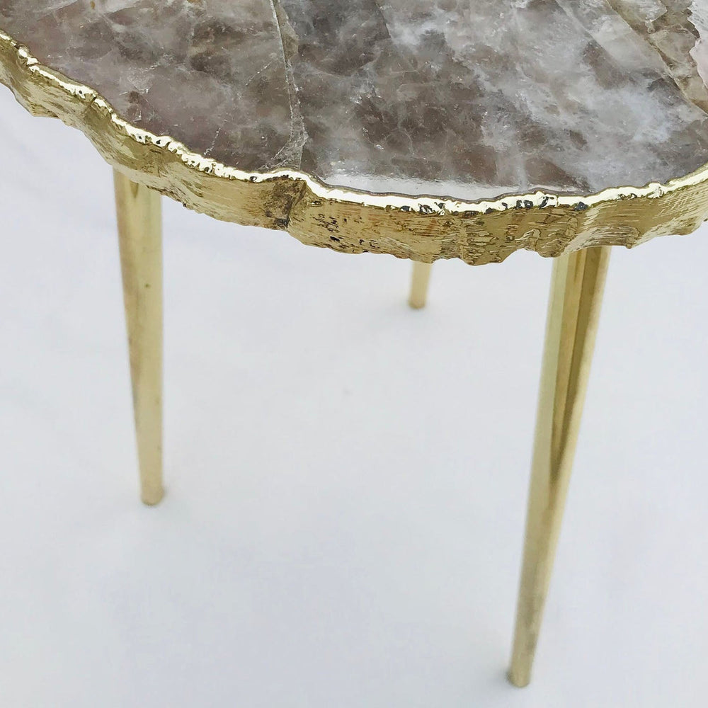 Smoky Gray Agate Side Table, Organic Edge-2