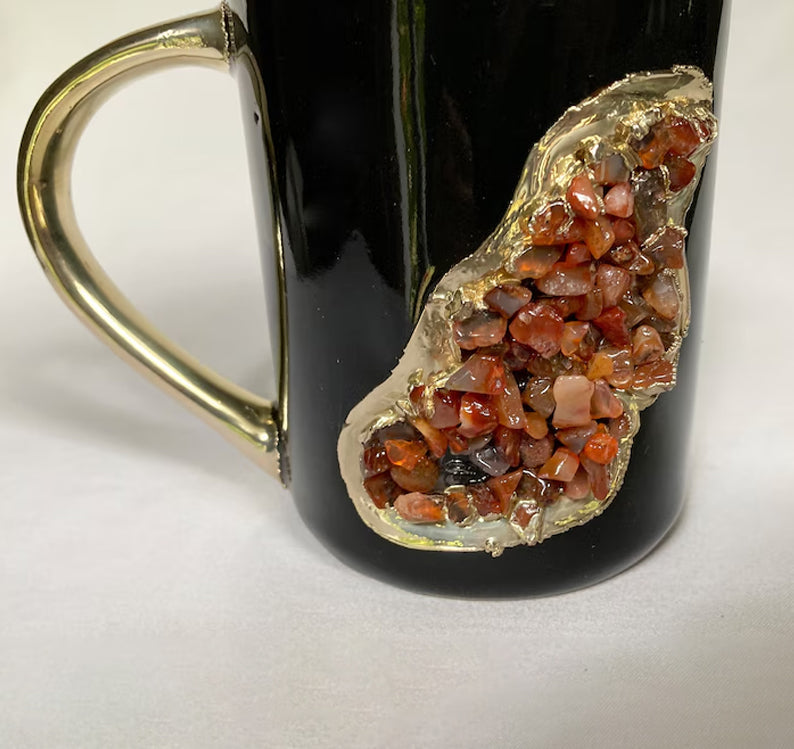 Wave Black Ceramic Mugs with Crystal Teardrop, 12 oz, picture 6 of 8