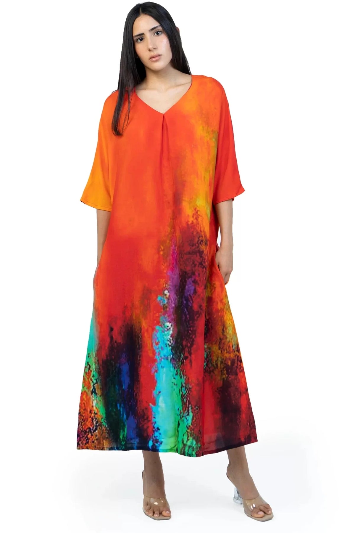 Roar Tiger Animal Print Abstract Kaftan Dress, picture 2 of 6
