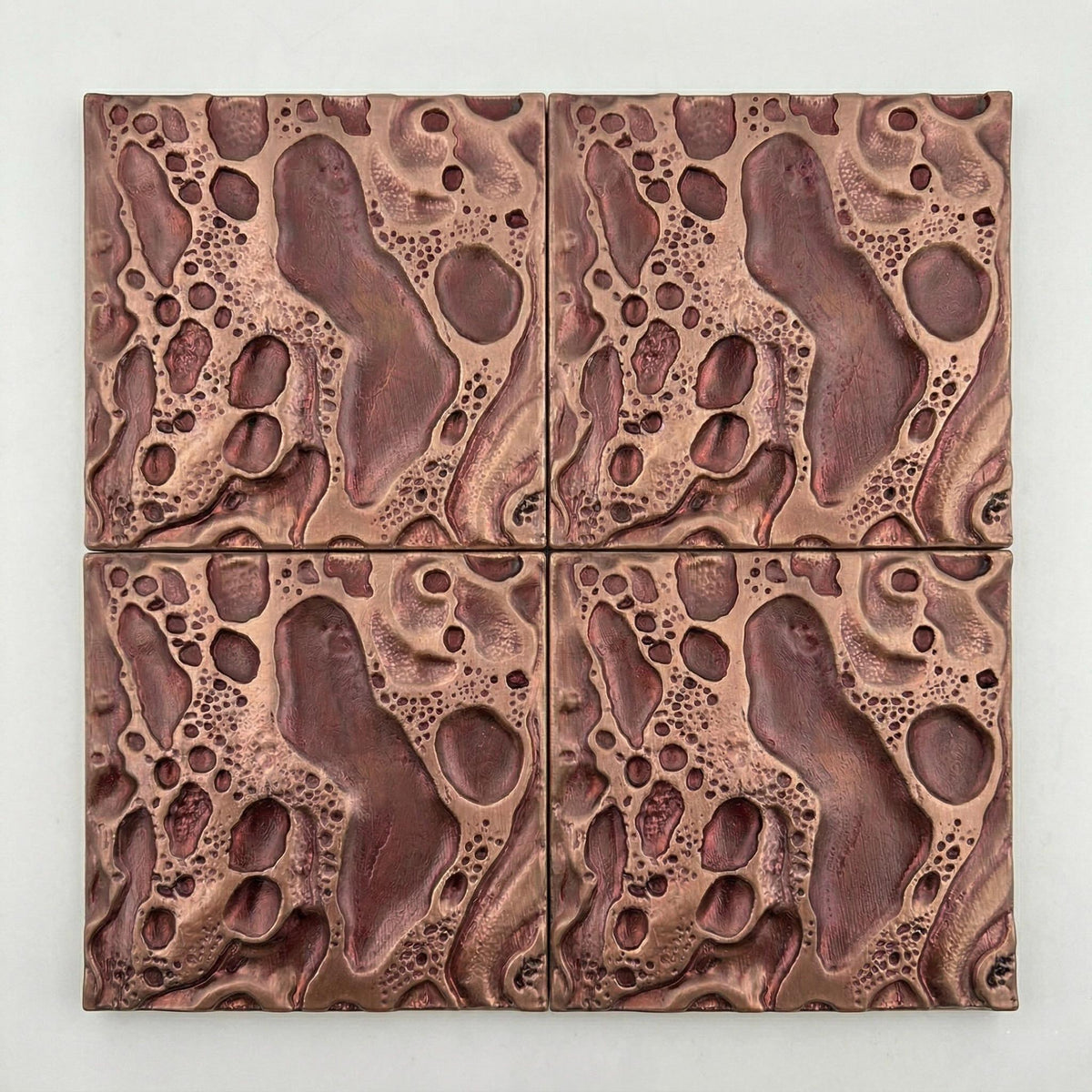 Blush Pink Cosmic Crater Metal Wall Tiles, 6 x 6 Inch, picture 2 of 6