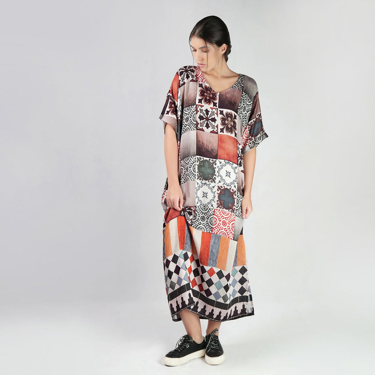 Celestial Tesserae Mosaic Print Long Dress, picture 3 of 6